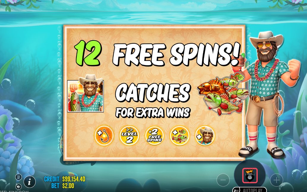 Free Spins-runda där WILD samlar pengavärden från fiskarna