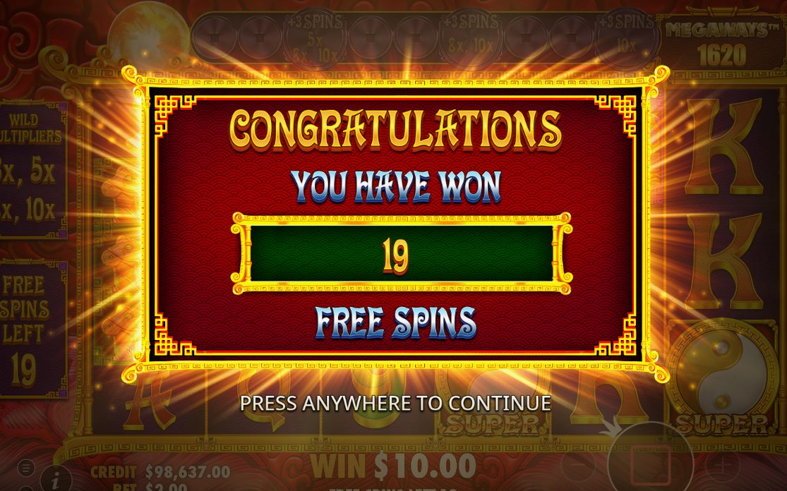 Free Spins (Regular): åtta valrutor med olika antal bonussnurrar